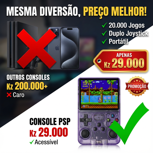 🔥🎮 Luanda | Consola HD com 20k Jogos —Sem Internet 🔌 Bateria de Longa Duração 🔋Ecrã Grande 📺— Leve e Portátil 🚶‍♂️