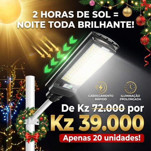 🌞💡Luanda ☀️✨ Lâmpada Solar Integrada Super Brilhante ⚡✨ — Sensor Inteligente 🚶‍♂️📡 e À Prova de Água 🌧️💦 — Carrega de Dia 🔋☀️, Ilumina à Noite 🌙✨