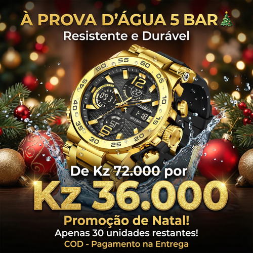 🇦🇴Estilo Premium para Luanda |Relógio Masculino Esportivo Duplo Display ⌚🔥 À Prova de Água 💧 | Noturno Luminoso 🌙 | Perfeito para Homens de Luanda⌚💎