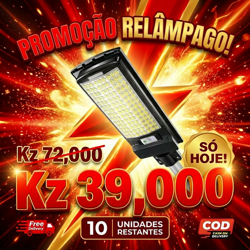 🌞💡Luanda ☀️✨ Lâmpada Solar Integrada Super Brilhante ⚡✨ — Sensor Inteligente 🚶‍♂️📡 e À Prova de Água 🌧️💦 — Carrega de Dia 🔋☀️, Ilumina à Noite 🌙✨
