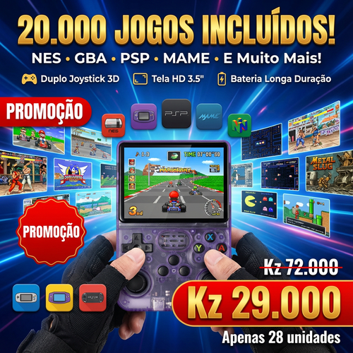 🔥🎮 Luanda | Consola HD com 20k Jogos —Sem Internet 🔌 Bateria de Longa Duração 🔋Ecrã Grande 📺— Leve e Portátil 🚶‍♂️