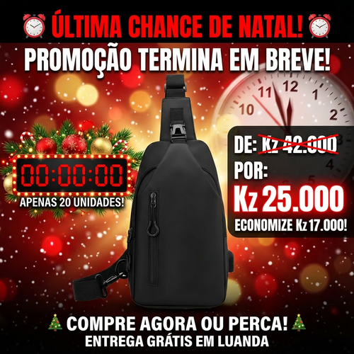 🔥🇦🇴Bolsa Masculina Mais Vendida em Luanda— 💼 Bolsa Masculina Estilosa com USB — ⚡Uso Diário — 💥Preço Especial 25.000 Kz — 🚫🔥 Últimas 30 Unidades