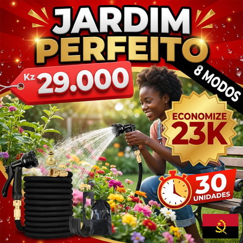 🇦🇴💦 OFERTA LUANDA!  — Pistola de Alta Pressão! — 🚿Estica Automaticamente 3x! 💪 Perfeita para Lavar Carro 🚗 e Regar Jardim 🏡 — Forte e Compacta! ✨