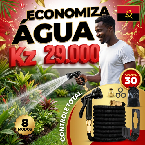 🇦🇴💦 OFERTA LUANDA!  — Pistola de Alta Pressão! — 🚿Estica Automaticamente 3x! 💪 Perfeita para Lavar Carro 🚗 e Regar Jardim 🏡 — Forte e Compacta! ✨
