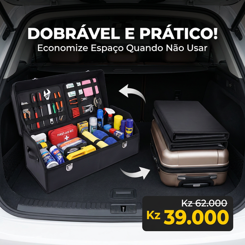 🇦🇴🔥 Luanda 🚘✨ Caixa Organizadora para Porta-Malas 💼 Grande Capacidade 📦 Dobrável e fácil guardar 💎 Couro elegante 🚘 Mantém carro sempre limpo