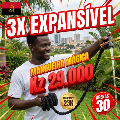 🇦🇴💦 OFERTA LUANDA!  — Pistola de Alta Pressão! — 🚿Estica Automaticamente 3x! 💪 Perfeita para Lavar Carro 🚗 e Regar Jardim 🏡 — Forte e Compacta! ✨