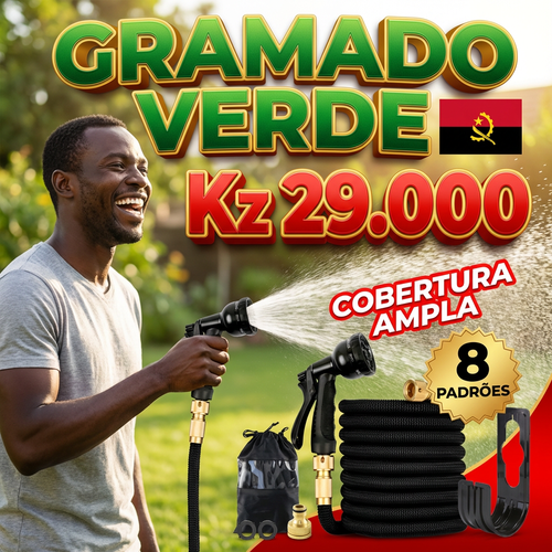 🇦🇴💦 OFERTA LUANDA!  — Pistola de Alta Pressão! — 🚿Estica Automaticamente 3x! 💪 Perfeita para Lavar Carro 🚗 e Regar Jardim 🏡 — Forte e Compacta! ✨