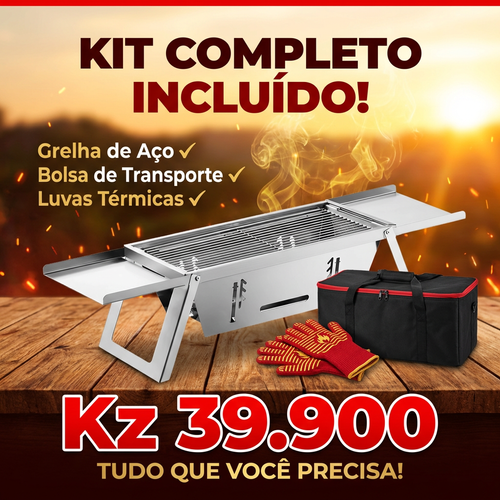 🇦🇴 OFERTA LUANDA!🔥 — Churrasqueira Dobrável em Aço Inoxidável! — 🥩 Perfeita para Carne e Frango! — 🌳 Ideal para Família e Amigos!— Ideal para Jardim e Praia! — 🔥 Fácil de Montar e Transportar! — 🚚 Entrega Grátis + COD!