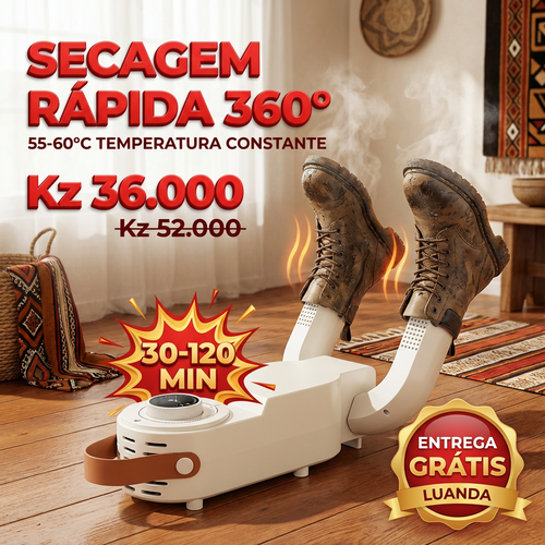 🇦🇴👟PROMOÇÃO ESPECIAL OFERTA LUANDA!—👟 Secador de Sapatos Inteligente!—⏰ Temporizador Digital com Ecrã Tátil!—💨 CHEGA DE SAPATOS MOLHADOS!— 🌧️ Perfeito para Chuva e Suor!— 🏠 Ideal para Uso Doméstico! — 🚚 Entrega Grátis em Luanda!