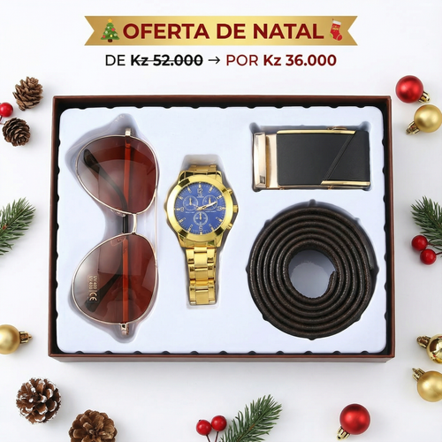 🎁 Conjunto Premium Masculino: Relógio ⌚ + Óculos 👓 + Cinto 👔 + Fivela ✨ — Elegância completa para qualquer ocasião!