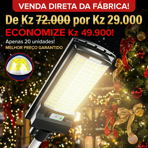 🌞💡Luanda ☀️✨ Lâmpada Solar Integrada Super Brilhante ⚡✨ — Sensor Inteligente 🚶‍♂️📡 e À Prova de Água 🌧️💦 — Carrega de Dia 🔋☀️, Ilumina à Noite 🌙✨