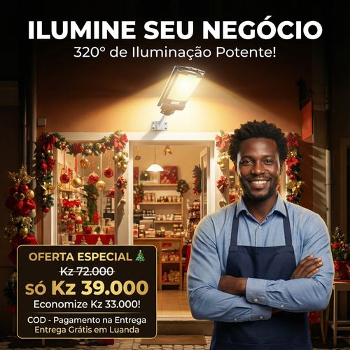 🌞💡Luanda ☀️✨ Lâmpada Solar Integrada Super Brilhante ⚡✨ — Sensor Inteligente 🚶‍♂️📡 e À Prova de Água 🌧️💦 — Carrega de Dia 🔋☀️, Ilumina à Noite 🌙✨