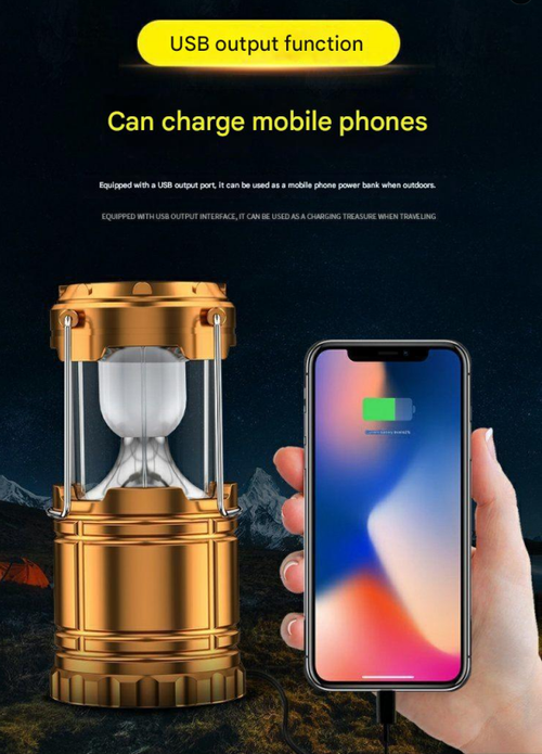 Censinda LED Camping Lantern, Solar Rechargeable Flashlight, Foldable Portable Light, also serves as an emergency power bank for mobile phones, suitable for daily usecampinghikingnight fishingemergencieshurricanesstorms (Black, 1 Pack)