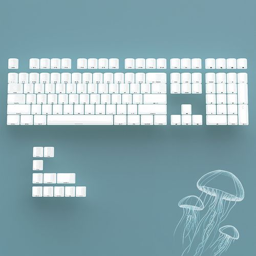 Jellyfish White Keyboard - MDA profile, 119 keys, side-printed legends, translucent PC material, supports backlighting.
