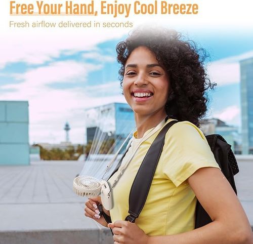 V.MAX MODI 90° Mini Hand Fan Desktop Portable Small Handheld Portable Fan White Office 90° Foldable Desk Fan with Base Digital Display 6 Speed for Makeup Office Outdoor