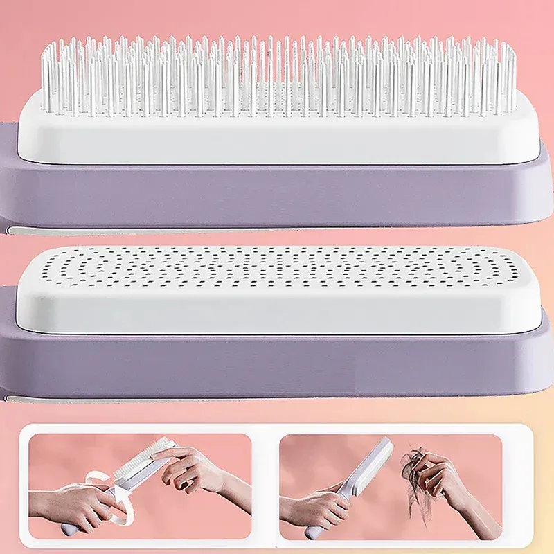 Easy Clean Hair Brush with Retractable Bristles, Anti Static Massage Comb Brush for Effortless Hair Removal and Cleaning