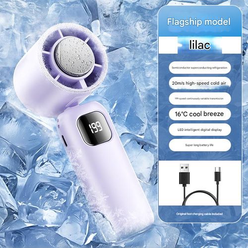 Semiconductor cooling ice pack high-speed mini fan, outdoor portable handheld fan, USB rechargeable, foldable neck fan.