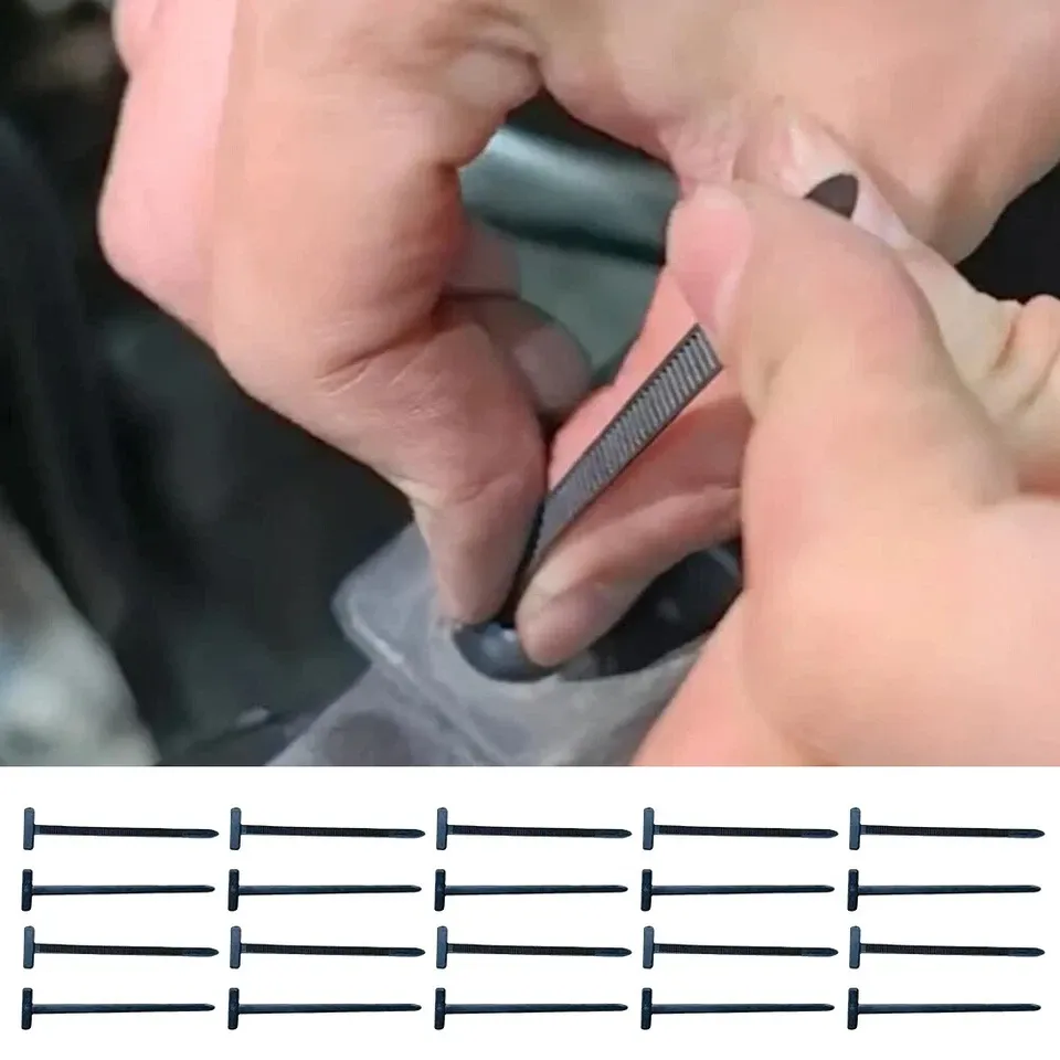 Hebilla universal de nailon para ataduras de cables, remache de sujeción autoblocante resistente, hebilla de plástico multiusos, clips de cremallera de nailon para reparación diaria del automóvil (100)