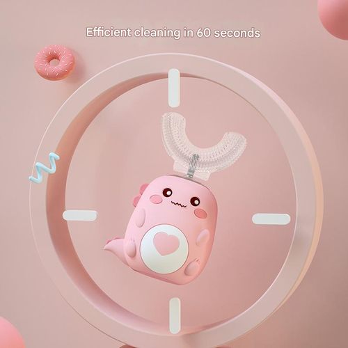 Children U-shaped Electric Toothbrush 360 Degrees Smart Cartoon Kids Silicone Toothbrush Automatic Rechargeable Sonic Toothbrush