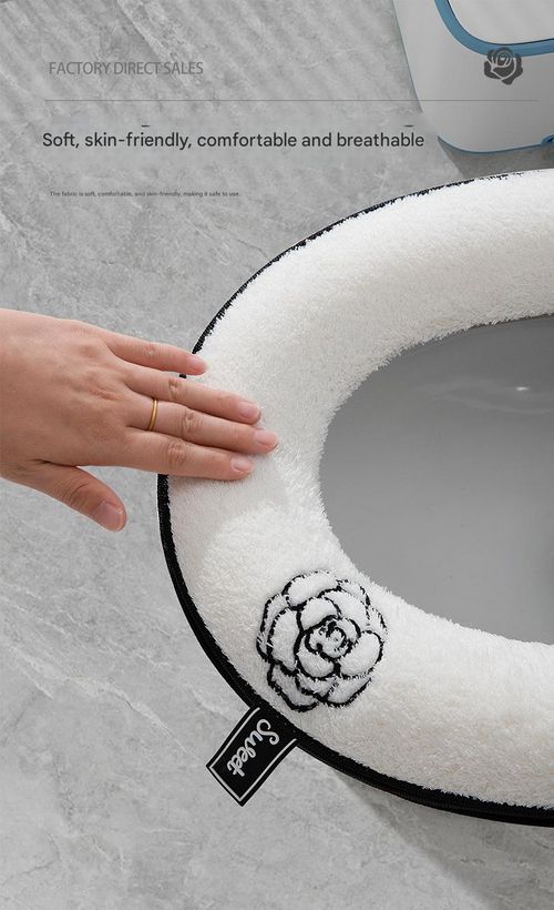 Rose-themed toilet seat cover | Suitable for all seasons, thickened fleece lining, with zipper design