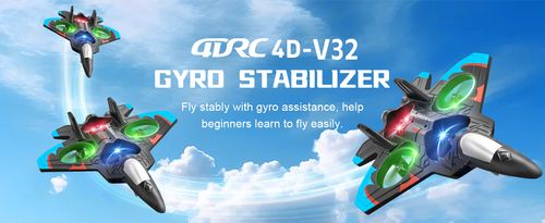 4DRC V32 Foam Remote Control Airplanes RC Planes for Kids Adults, RC Airplane Fighter Jet with Light, 360° Flip Fighter Jet Toys, Stunt Roll, Airplane Toy Gifts for Kids Boys