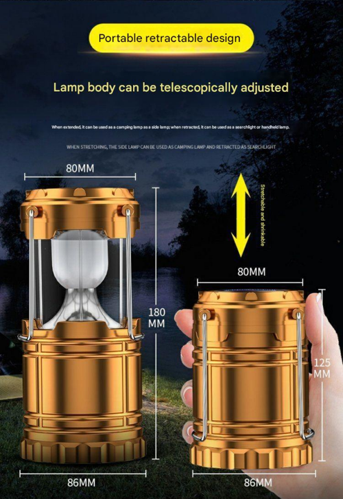 Censinda LED Camping Lantern, Solar Rechargeable Flashlight, Foldable Portable Light, also serves as an emergency power bank for mobile phones, suitable for daily usecampinghikingnight fishingemergencieshurricanesstorms (Black, 1 Pack)