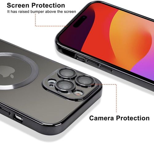 OOK Phone Case Made for iPhone 12 Pro Max (6.7 Inch) with Camera Lens Protector (Compatible with MagSafe) Anti-Scratch Shockproof Slim Magnetic Phone Cover for Women Men - Black