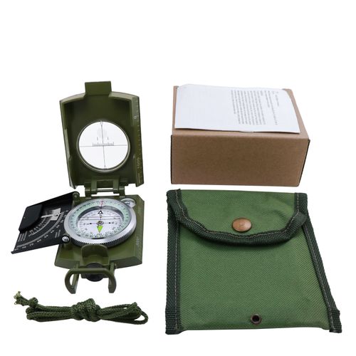 Outdoor lens compass, multi-functional compass with aiming and protractor, includes storage bag, military-grade high-precision compass navigation, professional camping luminous compass, waterproof and shockproof, suitable for hiking, outdoor activities, rock climbing, and camping (cash on delivery).