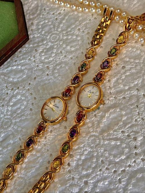 Women's Elegant Multicolor Artificial Gemstone Decorated Quartz Watch, Exquisite Trendy Wristwatch, Fashionable Watch As Gift, Jewelry Bracelet Watch