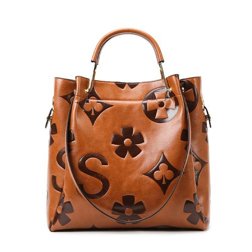 Women's Fashionable Floral Embossed Handbag Set, Including Large Capacity Handbag & Crossbody Bag, Trendy Versatile Daily Commuting Bag Set