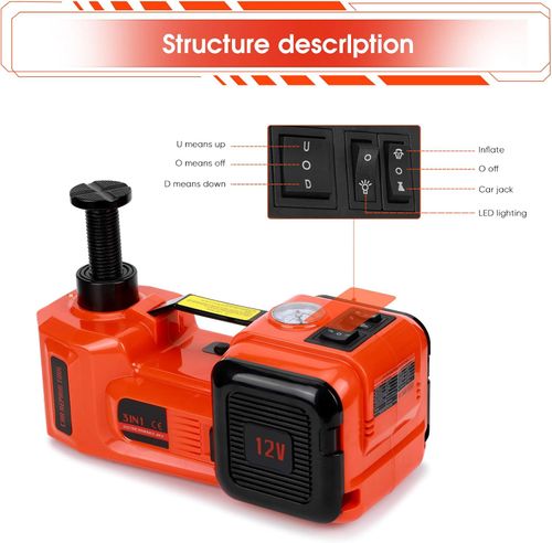 5-ton electric jack, 12V electric vehicle jack set, with electric impact wrench and tire inflator, remote controller with LED light, suitable for tire changing of cars, SUVs and sedans, emergency repairs (cash on delivery).