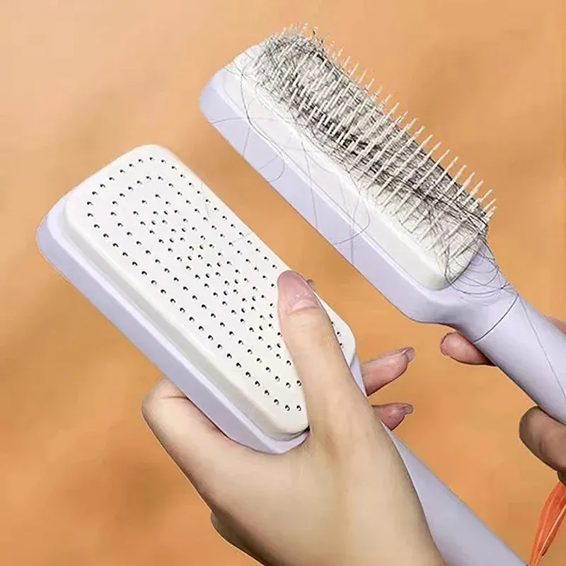 Easy Clean Hair Brush with Retractable Bristles, Anti Static Massage Comb Brush for Effortless Hair Removal and Cleaning