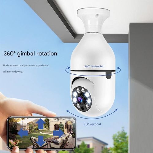 E27 light bulb security camera, wireless 2.4G WiFi, indoor and outdoor panoramic smart HD camera with light bulb base.