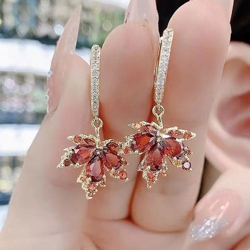 Autumn Leaves Rhinestone Drop Earrings