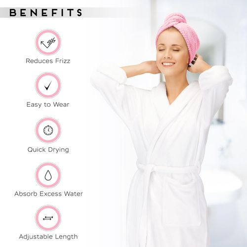 Microfiber women's hair drying towel, anti-frizz and quick-drying, suitable for all hairstyles, highly absorbent, and lightweight (pink).