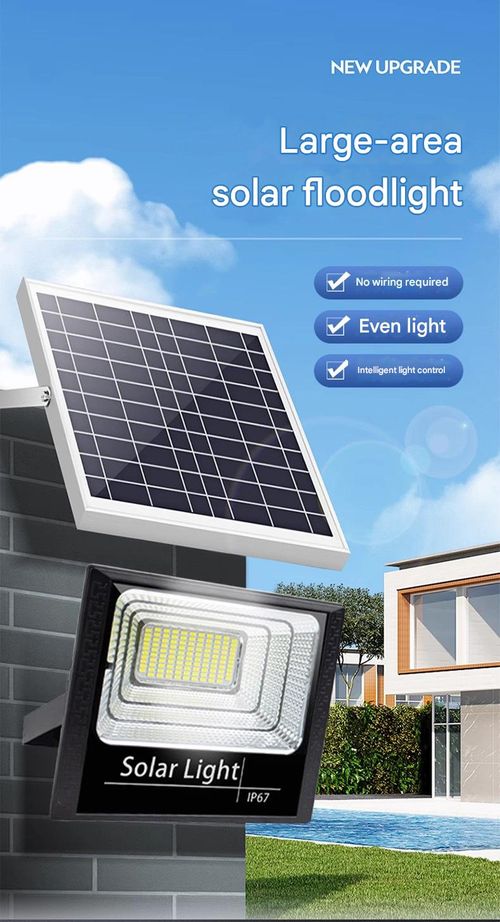 Solar-powered LED floodlight for home outdoor and garden lighting, ultra-bright and high-power.