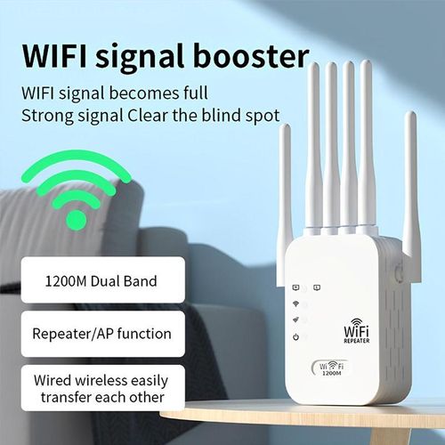 WiFi Extender 1200Mbps Dual Band 2.4GHz Signal Booster  30 DevicesRepeater with Ethernet Port Ideal for Home StudiosRemote Work