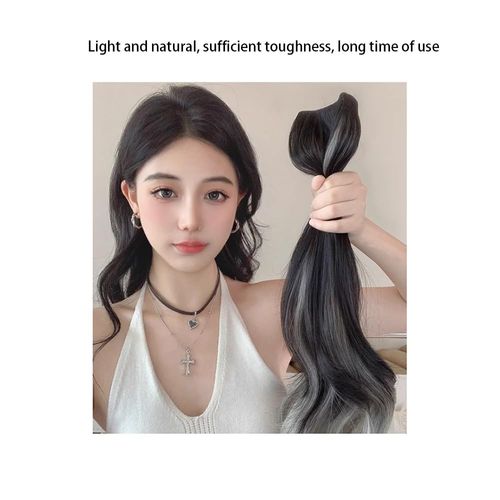 Synthetic Long Curly Gradient Wig with Paris Painted Patches - Increased Hair Volume, Fluffy Hair Extensions