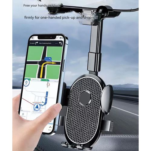 Phone Holder for Rear View, Cell Phone Car Mount, Multifunctional Rearview Phone Holder for Car, 360° Rotating Rear View Adjustable Cell Phone Mount