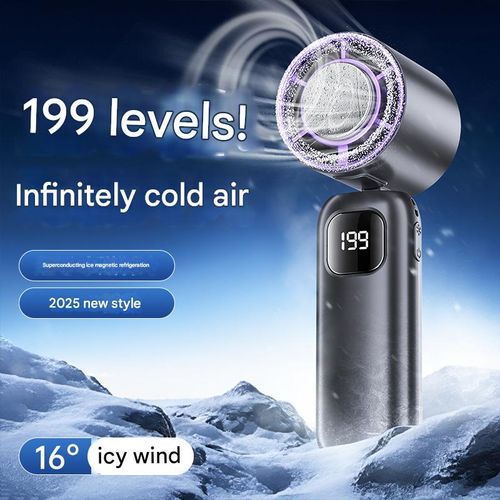 Semiconductor cooling ice pack high-speed mini fan, outdoor portable handheld fan, USB rechargeable, foldable neck fan.