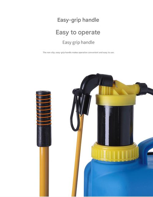 hinese-made 16-liter pressure sprayer with liquid level indicator, ergonomic shoulder straps, and replaceable nozzlesfeatures a backpack design.