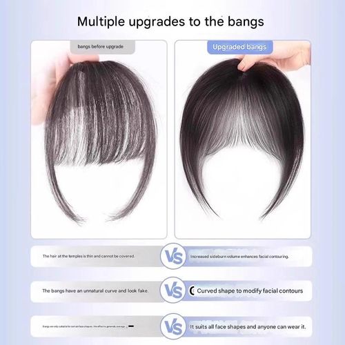 MISS FANCY Double-Curved Bangs Wig – Dark Brown | Slim 3D Structure, Ultra-Lightweight | Conceals Gray Hair | Natural, Voluminous Look | Ideal for Daily Wear & Formal Occasions