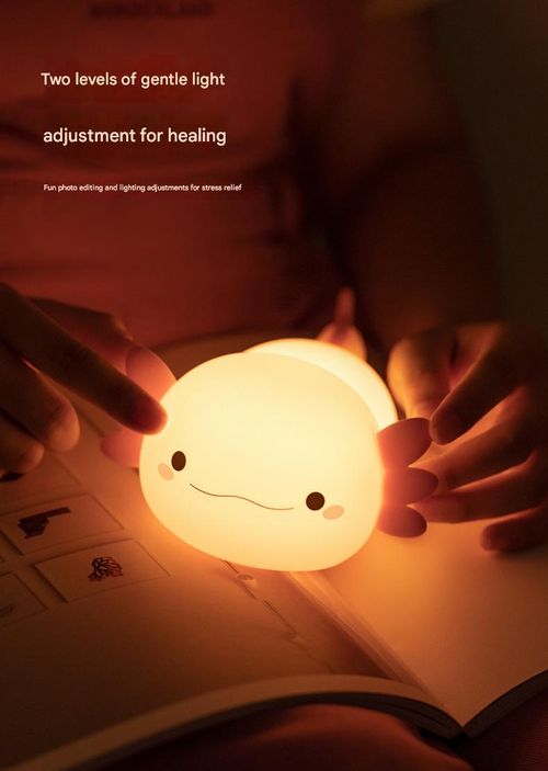 Axolotl Kids Night Light, Cute Axolotl Lamp Gift Rechargeable Table Lamp Bedside Lamp, LED Animal Silicone Baby Night Light, Cute Room Decor Night Light Suitable for Kids Girls and Boys
