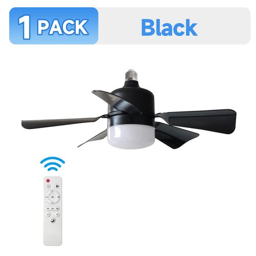 Socket Fan Light with Remote Control - socket ceiling fan 18-in ceiling fans with lights and remote Ideal for Bedroom Kitchen Dining Room and Living Room balcony Garage restaurant shop indoor.(black)