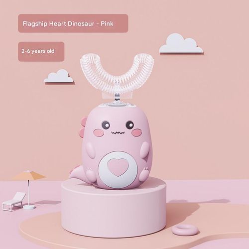 Children U-shaped Electric Toothbrush 360 Degrees Smart Cartoon Kids Silicone Toothbrush Automatic Rechargeable Sonic Toothbrush