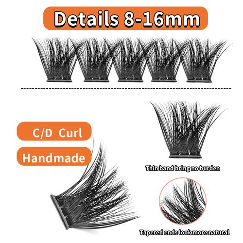 A beauty secret: natural-looking eyelash extensions, 0.07mm thick, naturally full and voluminous, segmented design, 80D false eyelashes, 15mm natural eyelash extension.