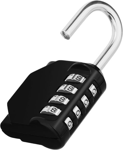 Combination Lock, 4 Digit Combination Padlock for School Gym Sports Locker, Fence, Toolbox, Gate, Case, Hasp Cabinet Storage (Black)