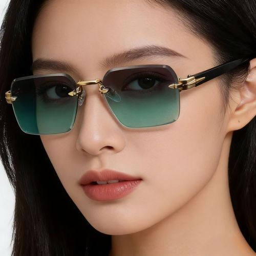 Retro Rectangle Sunglasses Men Fashion Vintage Rimless Shades Women Ins Trendy Luxury Brand Design Casual Sun Glasses