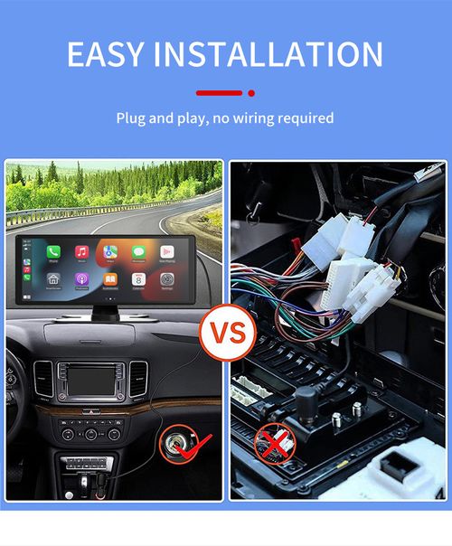 10.26-inch wireless Apple CarPlay and Android Auto in-car screen with 4K dashcam, 1080p rearview camera, Bluetooth, GPS navigation, voice control, Mirror Link function, portable car audio system, compatible with all car models (dashcam + rearview camera).
