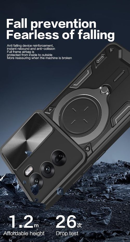 Suitable for Tecno Camon40 Pro (with sliding camera window, stand, TC+TPC material, shockproof and scratch-resistant dual-layer phone case, black)